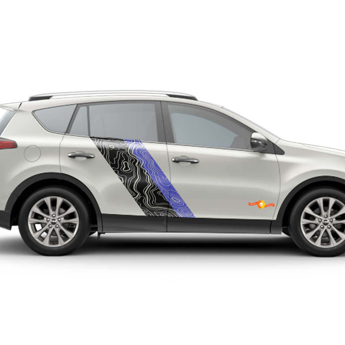 Topographic Map Style Door Side Stripes Vinyl Stickers Decal For Toyota RAV4 2013-2018