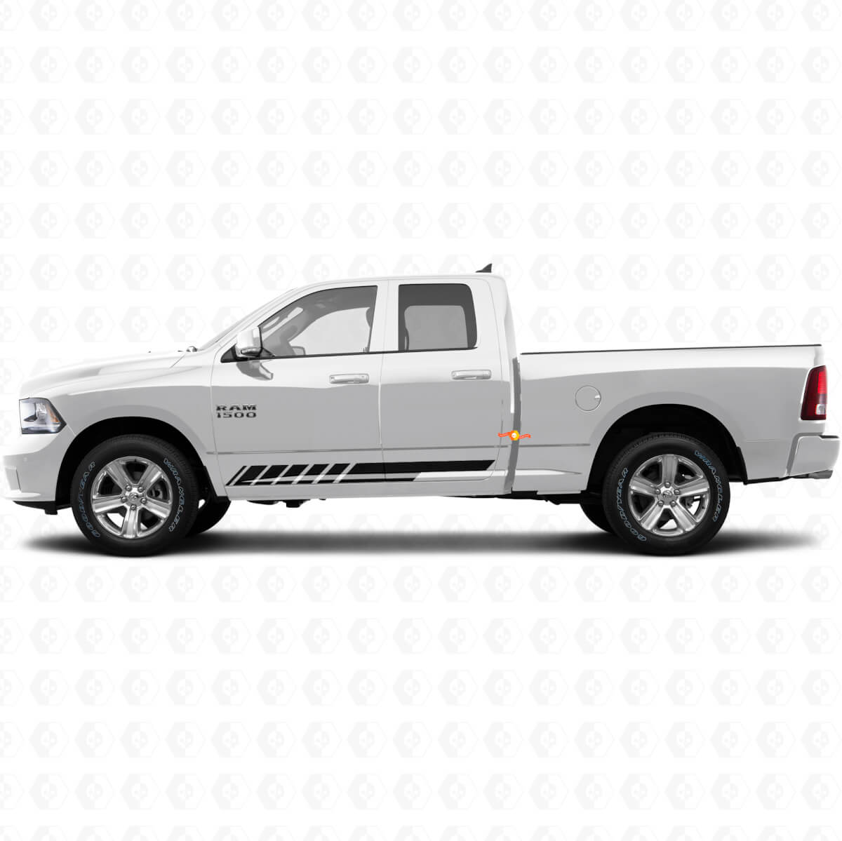 Checkered Stripes Rocker Panel Door Side Vinyl Sticker Decal Graphic for Dodge Ram 1500 2011-2018