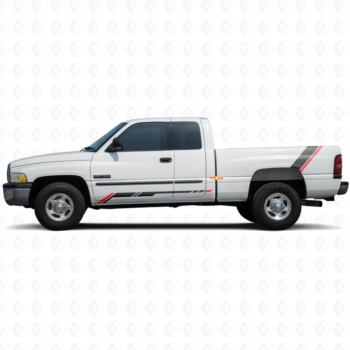 Checkered Stripes Rocker Panel Rear Side Vinyl Sticker Decal for Dodge Ram 1500 1994-2001