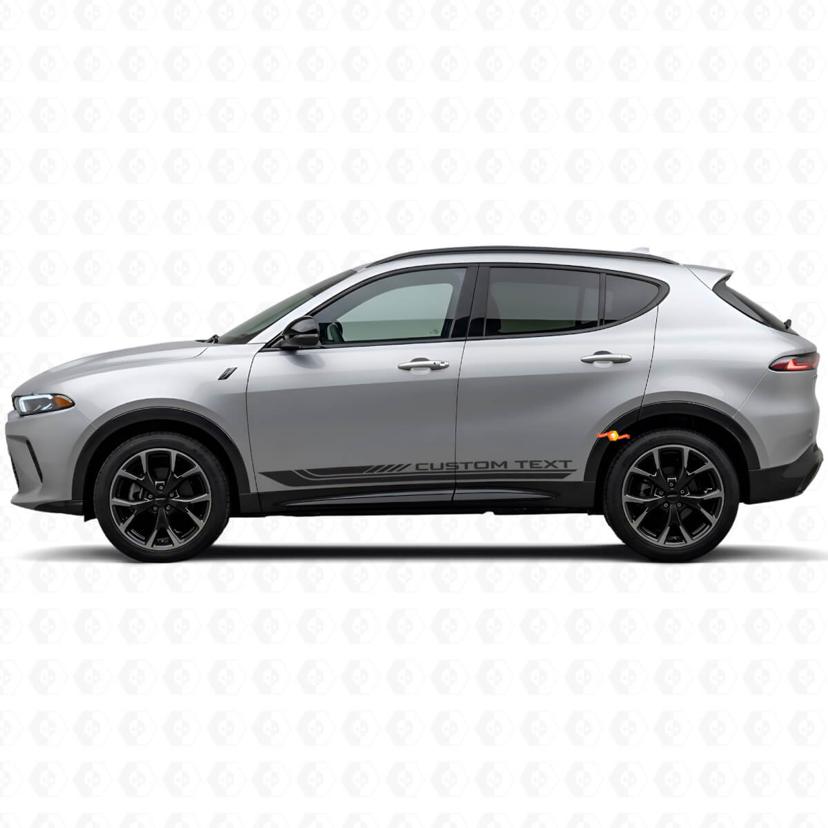 Autocollant vinyle pour bas de caisse à rayures courbes à damier pour Dodge Hornet 2023+