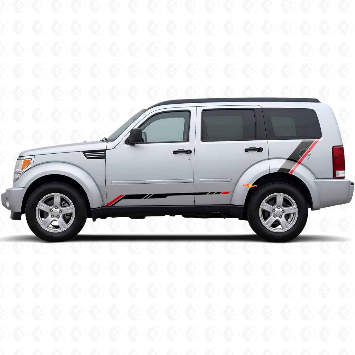 Twin Stripes Rocker Panel Rear Side Vinyl Sticker Decal for Dodge Nitro 2007-2011
