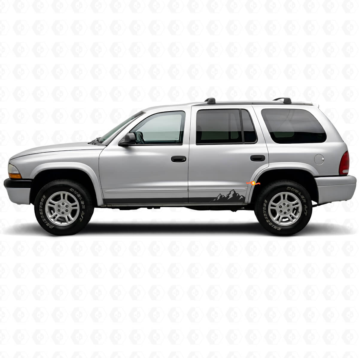 Mountains Thin Stripes Rocker Panel Vinyl Decal for Dodge Durango 1998-2003