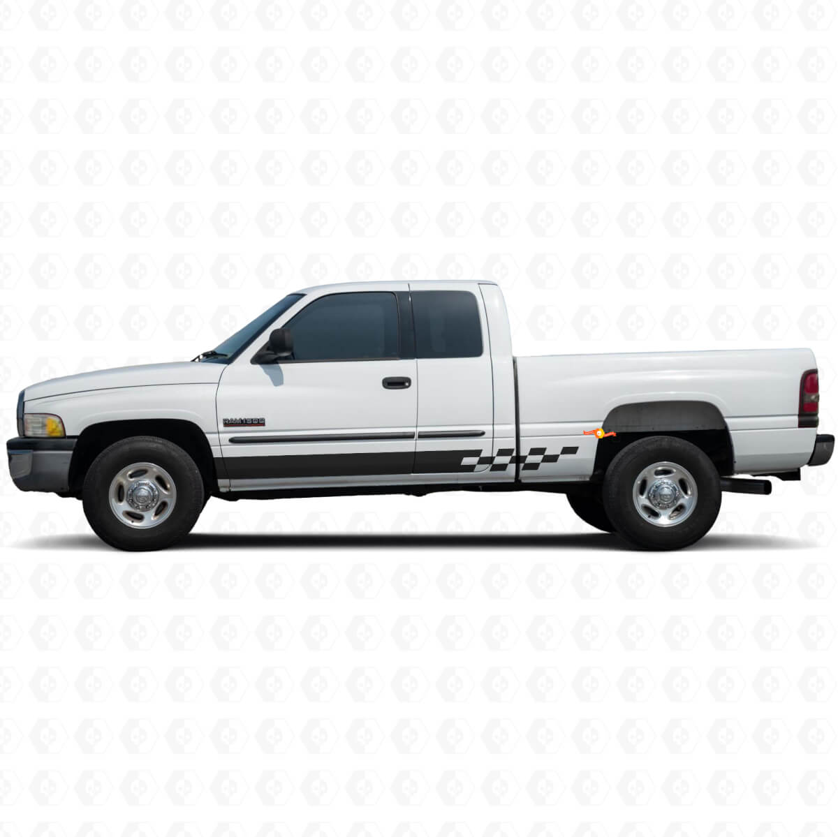 Checkered Stripes Rocker Panel Vinyl Decal for Dodge Ram 1500 1994-2001