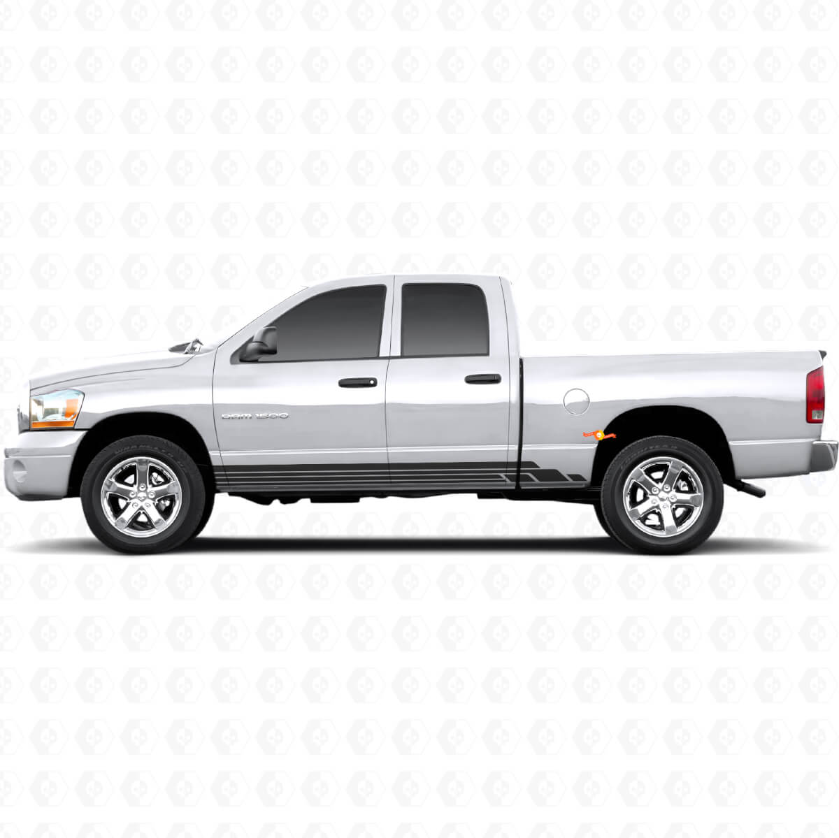 Curved Stripes Rocker Panel Door Vinyl Decal for Dodge Ram 1500 2002-2008