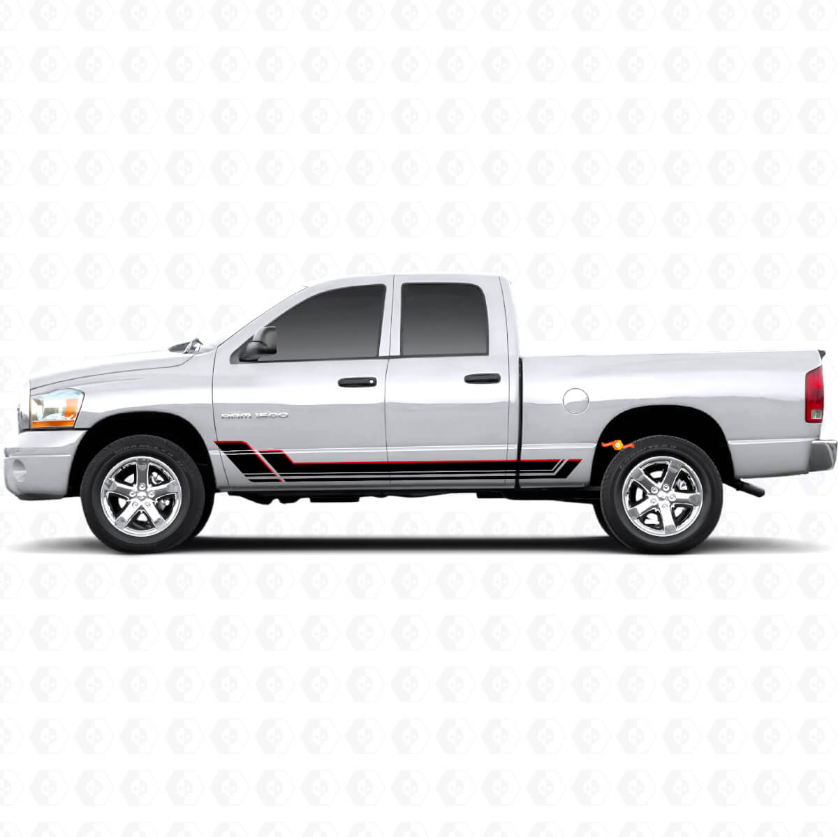 Twin Stripes Rocker Panel Vinyl Decal Kit for Dodge Ram 1500 2002-2008