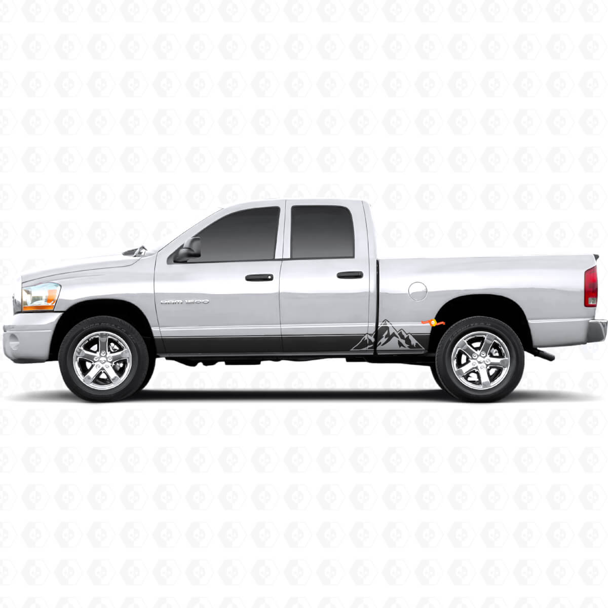 Mountains Style Stripes Rocker Panel Vinyl Decal for Dodge Ram 1500 2002-2008