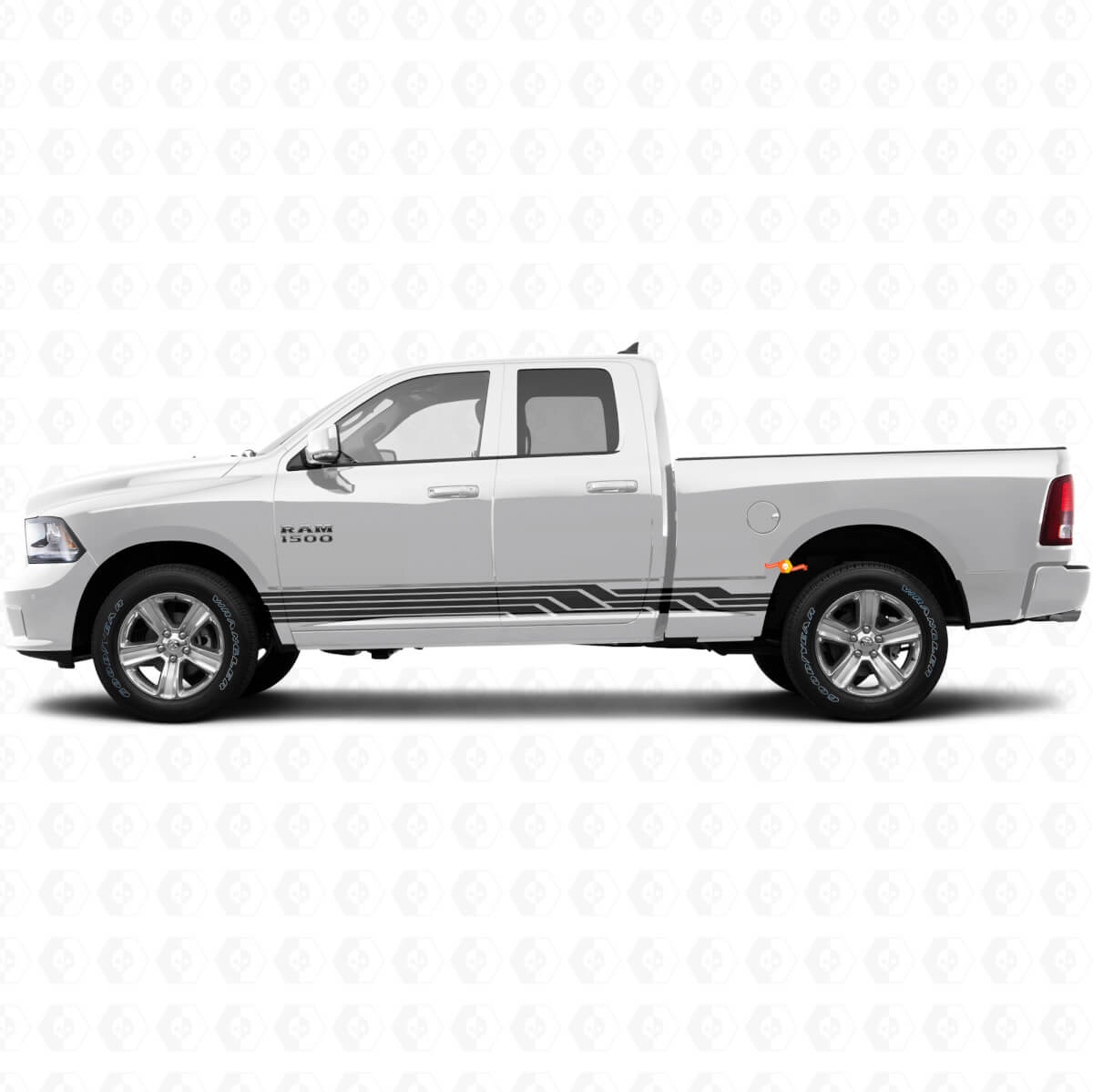 Vinyle Autocollant Bas de Caisse à Bandes Courbes Entrelacées pour Dodge Ram 1500 2011-2018