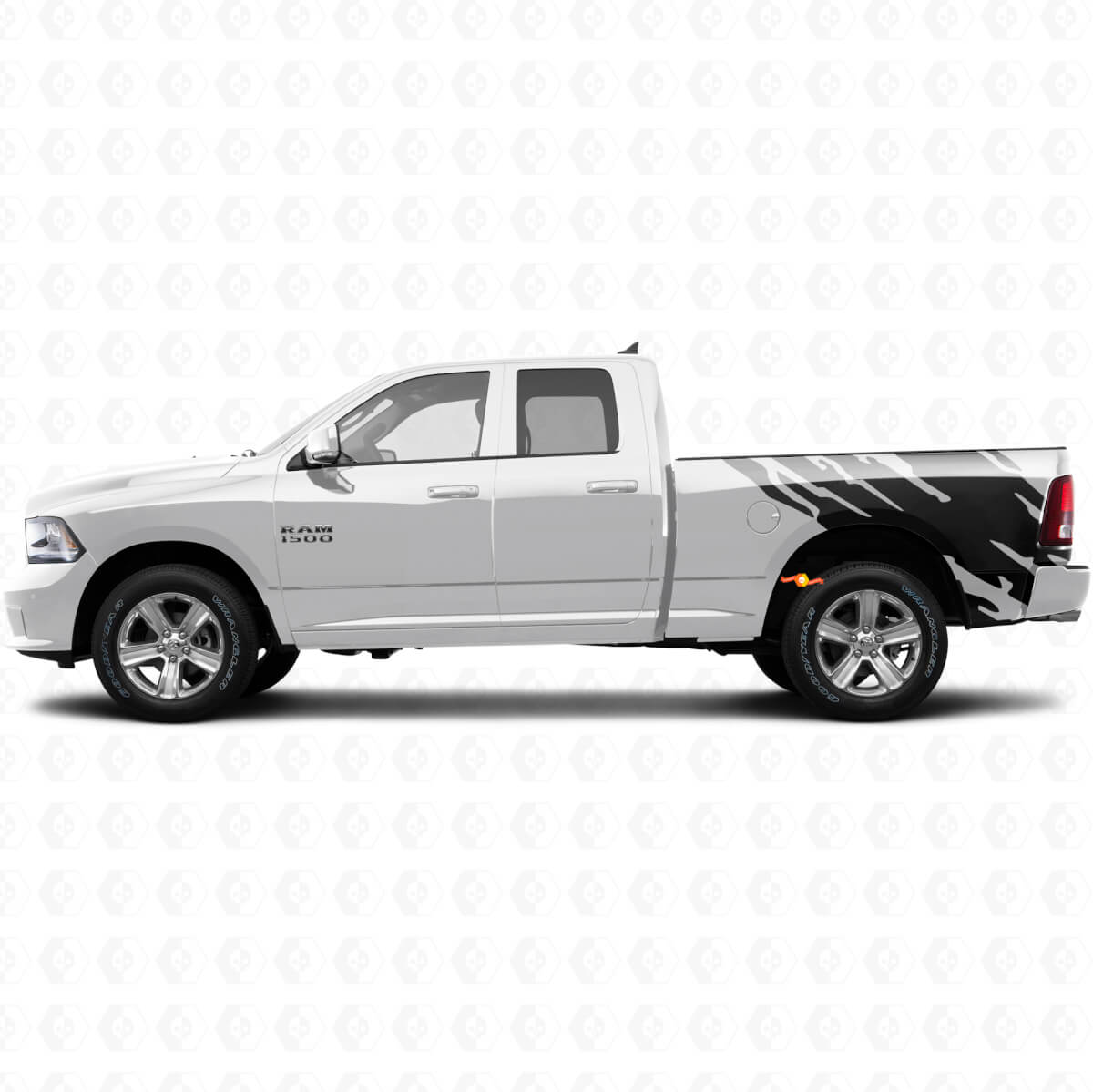 Mud Splash Graphic Rear Side Vinyl Decal for Dodge Ram 1500 2011-2018