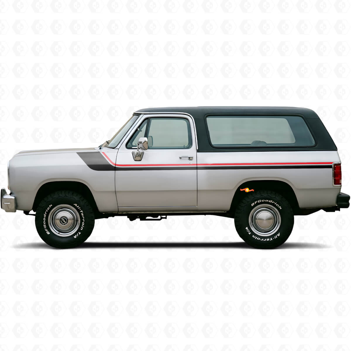 Twin Stripes Door Side Vinyl Decal for Dodge Ramcharger 1974-1993