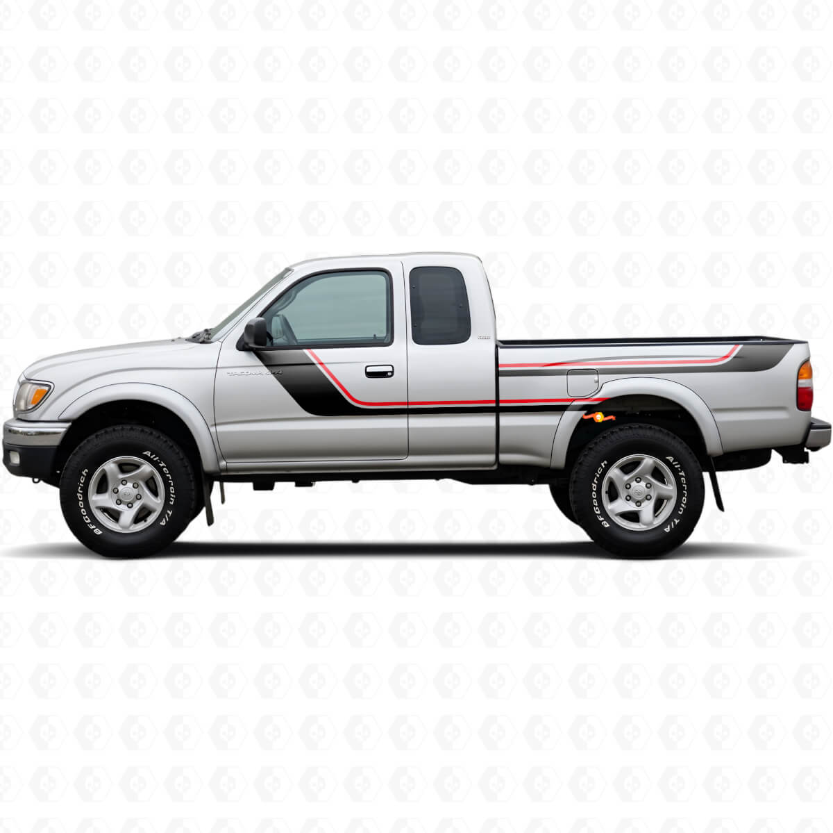 Twin Stripes Door and Rear Side Vinyl Decal Kit for Toyota Tacoma 1995-2004