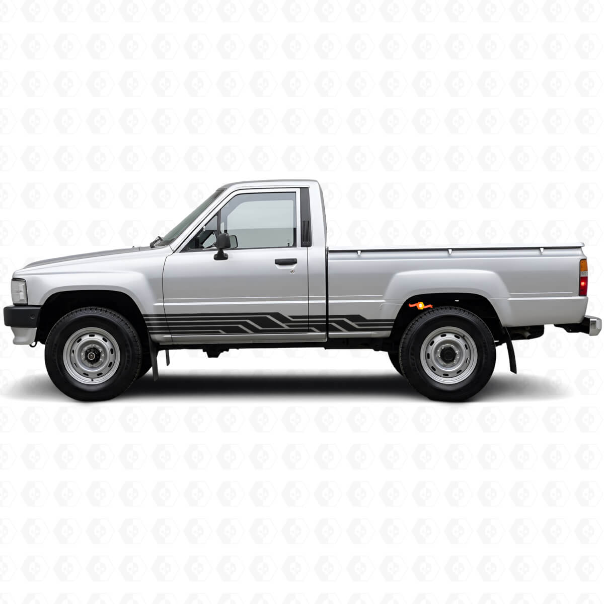 Intertwined Stripes Rocker Panel Vinyl Decal for Toyota Hilux 1983-1988