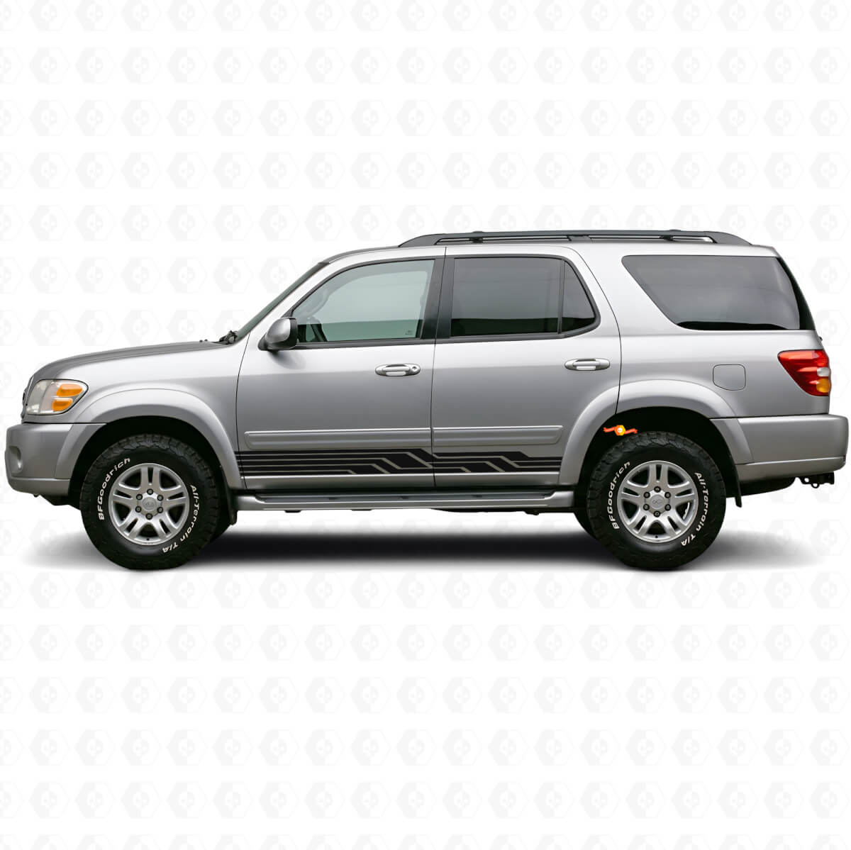 Intertwined Stripes Rocker Panel Vinyl Decal for Toyota Sequoia 2000-2007