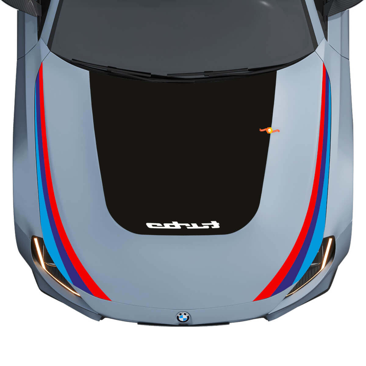 Blackout Turbo and M Performance Stripes Bonnet Vinyl Decal for BMW M2 G87