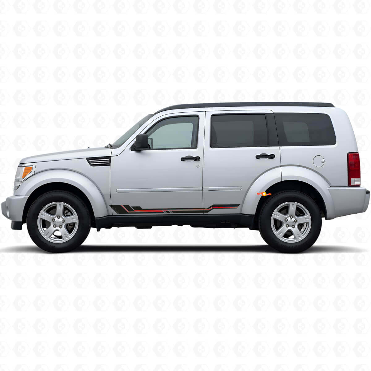 Vinyle autocollant à bandes courbes pour panneau latéral de bas de caisse Dodge Nitro 2007-2011