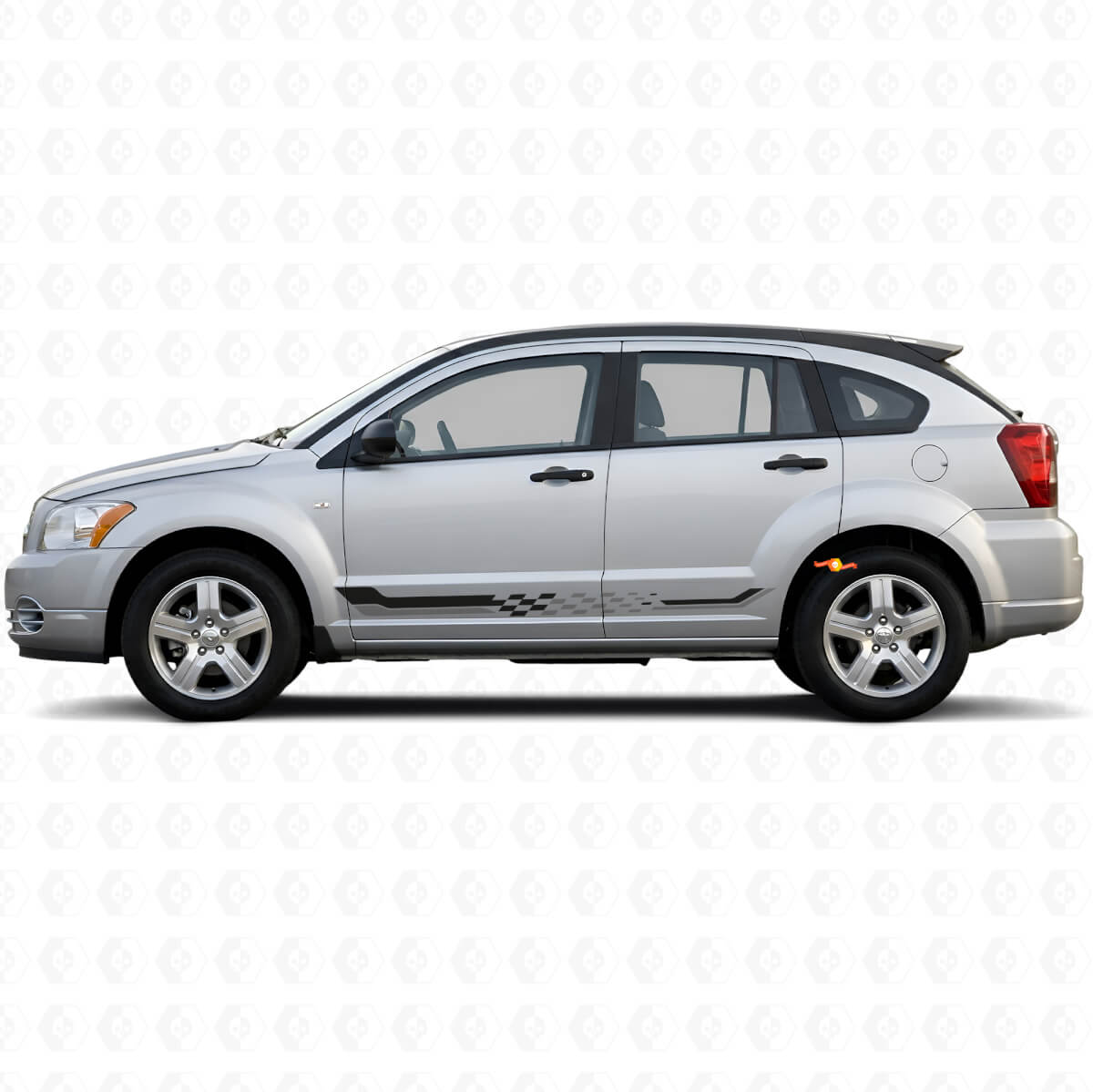 Checkered Flag Side Stripes Vinyl Decal for Dodge Caliber 2007–2012