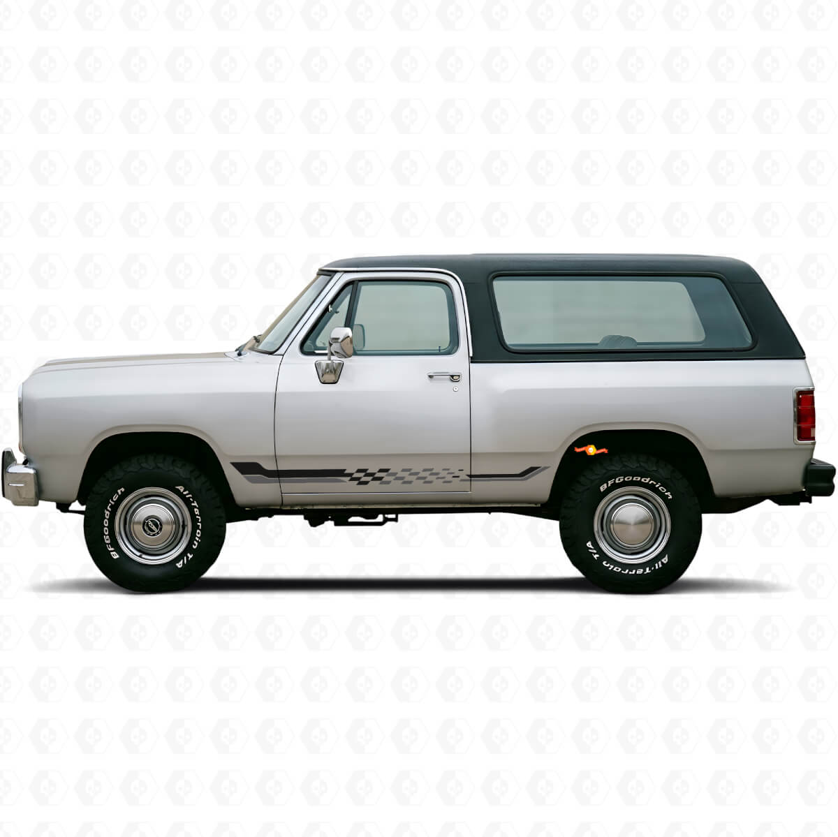 Vinyl decal de rayures latérales à damier pour Dodge Ramcharger 1974-1993