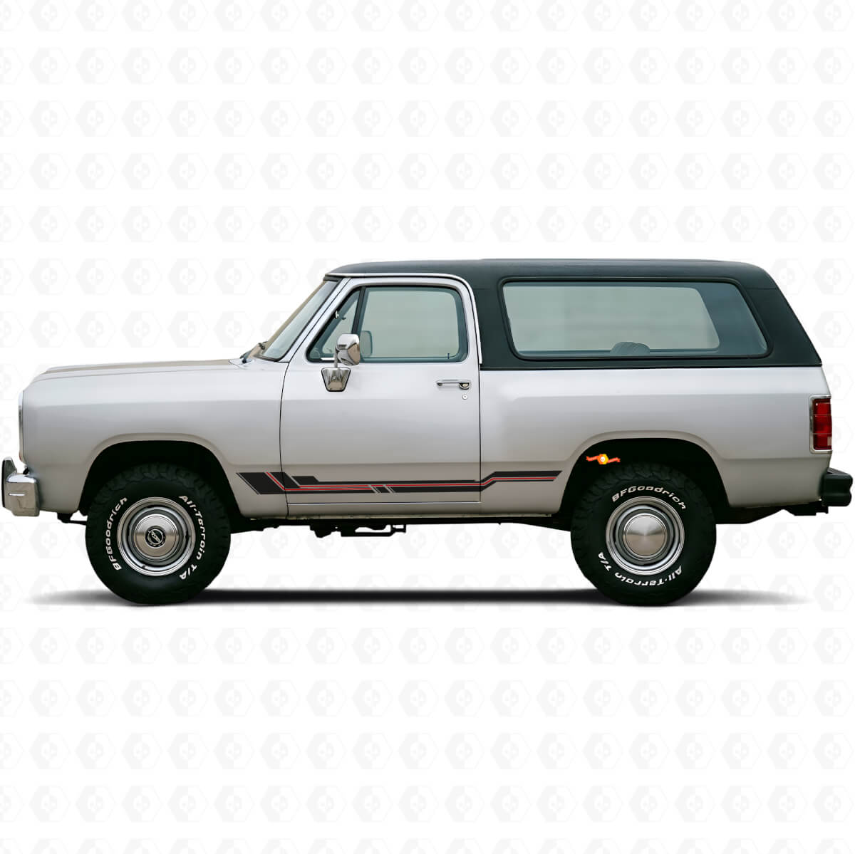 Vinyl Decal Curved Stripes Rocker Panel for Dodge Ramcharger 1974-1993