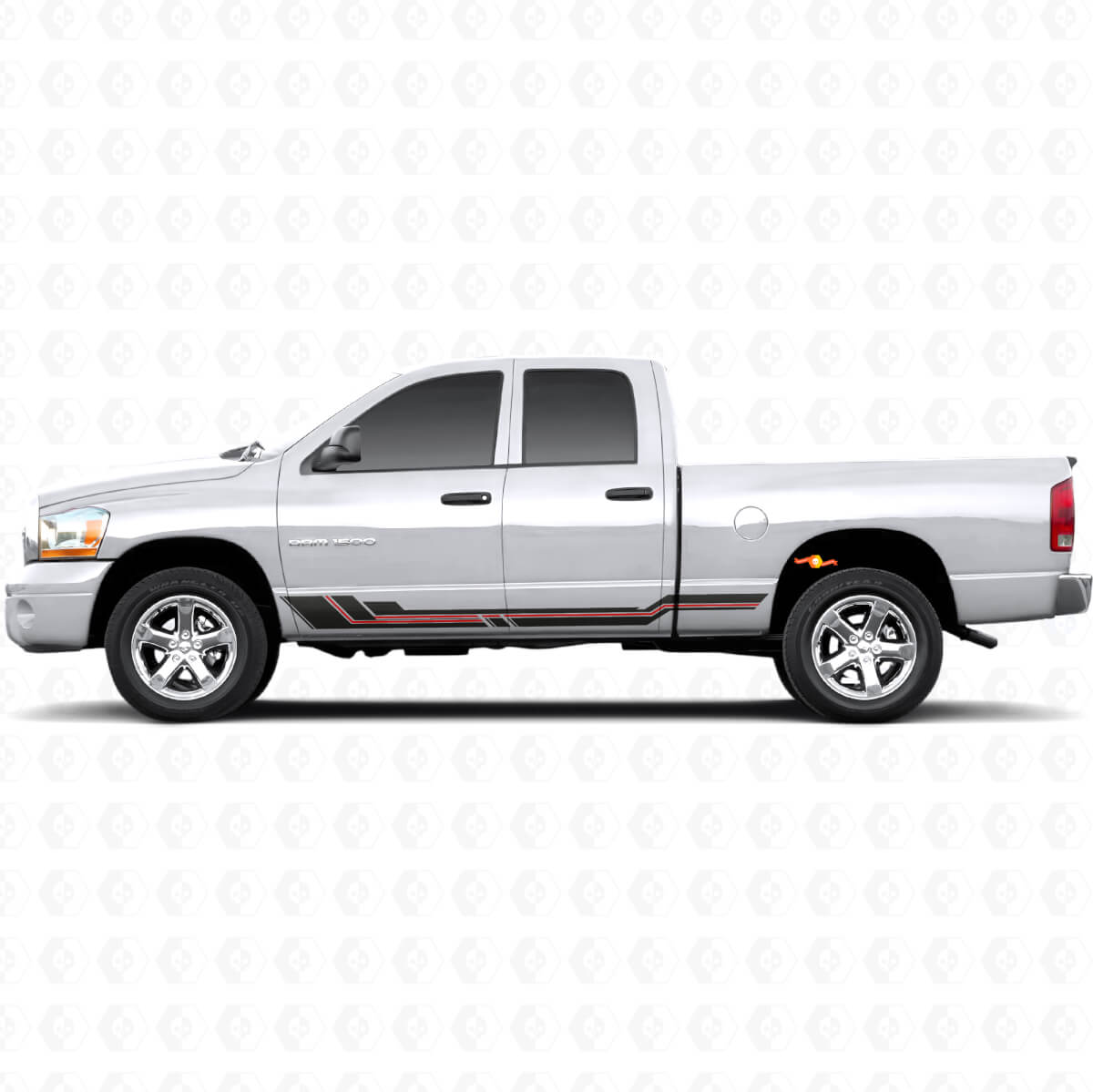 Curved Stripes Rocker Panel Vinyl Decal for Dodge Ram 1500 2002-2008