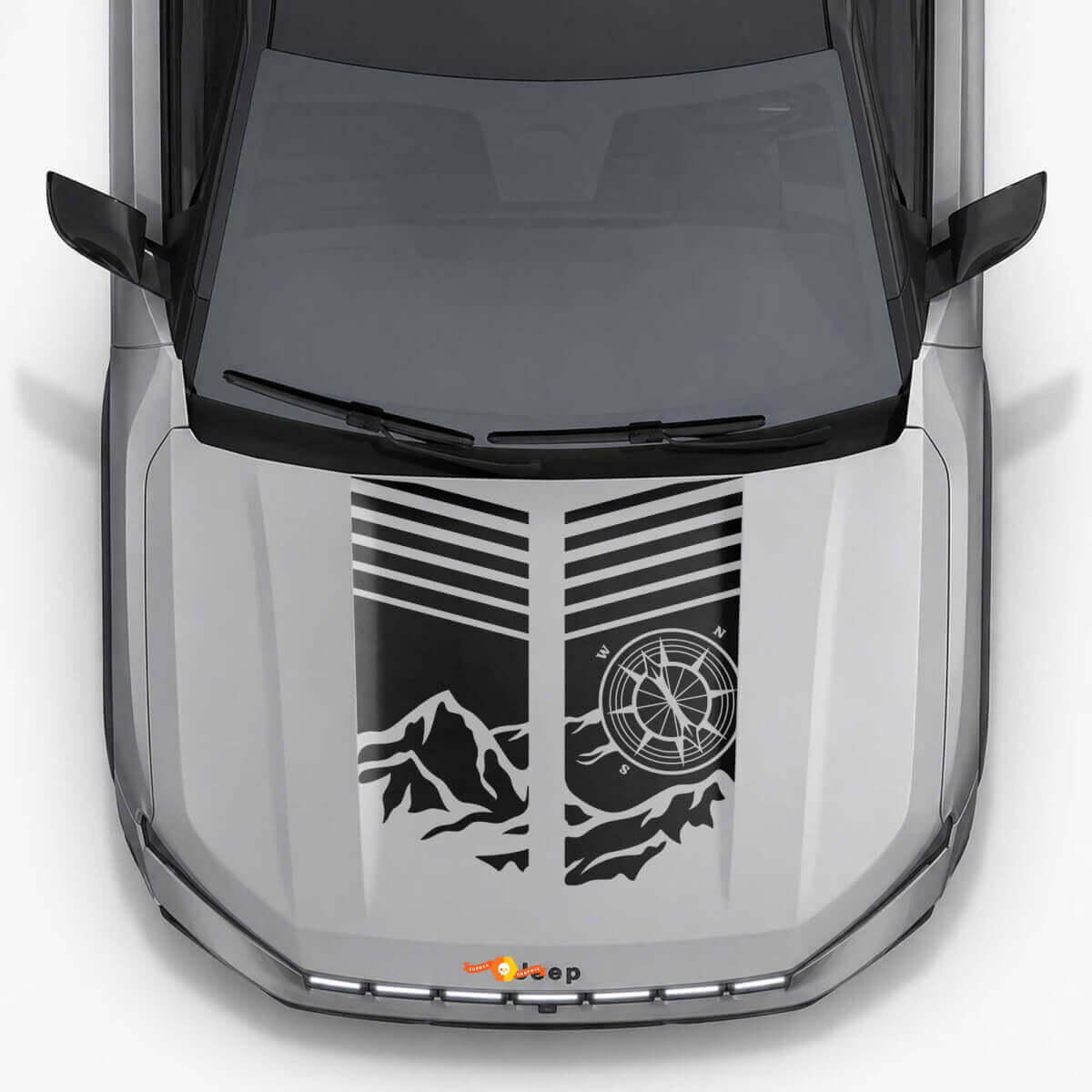 Mountain Style Bonnet Stripes Vinyl Decal for Jeep Compass 2026