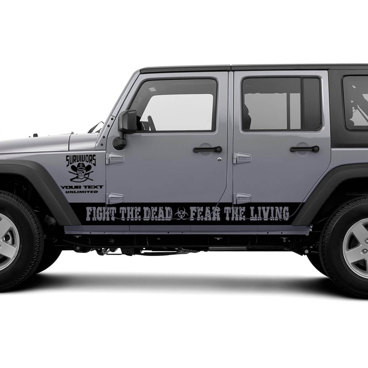 Fight The Dead Fear The Living Side Stripes Vinyl Decals for Jeep Wrangler Rubicon 