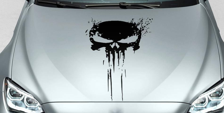 PUNISHER skull Distressed blood hood side vinyl decal sticker for car track suv #33