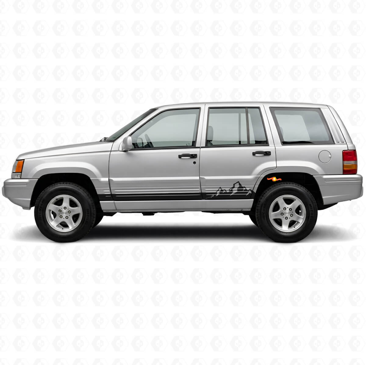 Mountains Thin Stripes Side Vinyl Decal for Jeep Grand Cherokee 1993-1998