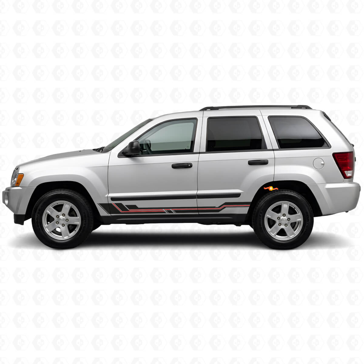 Curved Stripes Rocker Panel Vinyl Decal for Jeep Grand Cherokee 2005-2010
