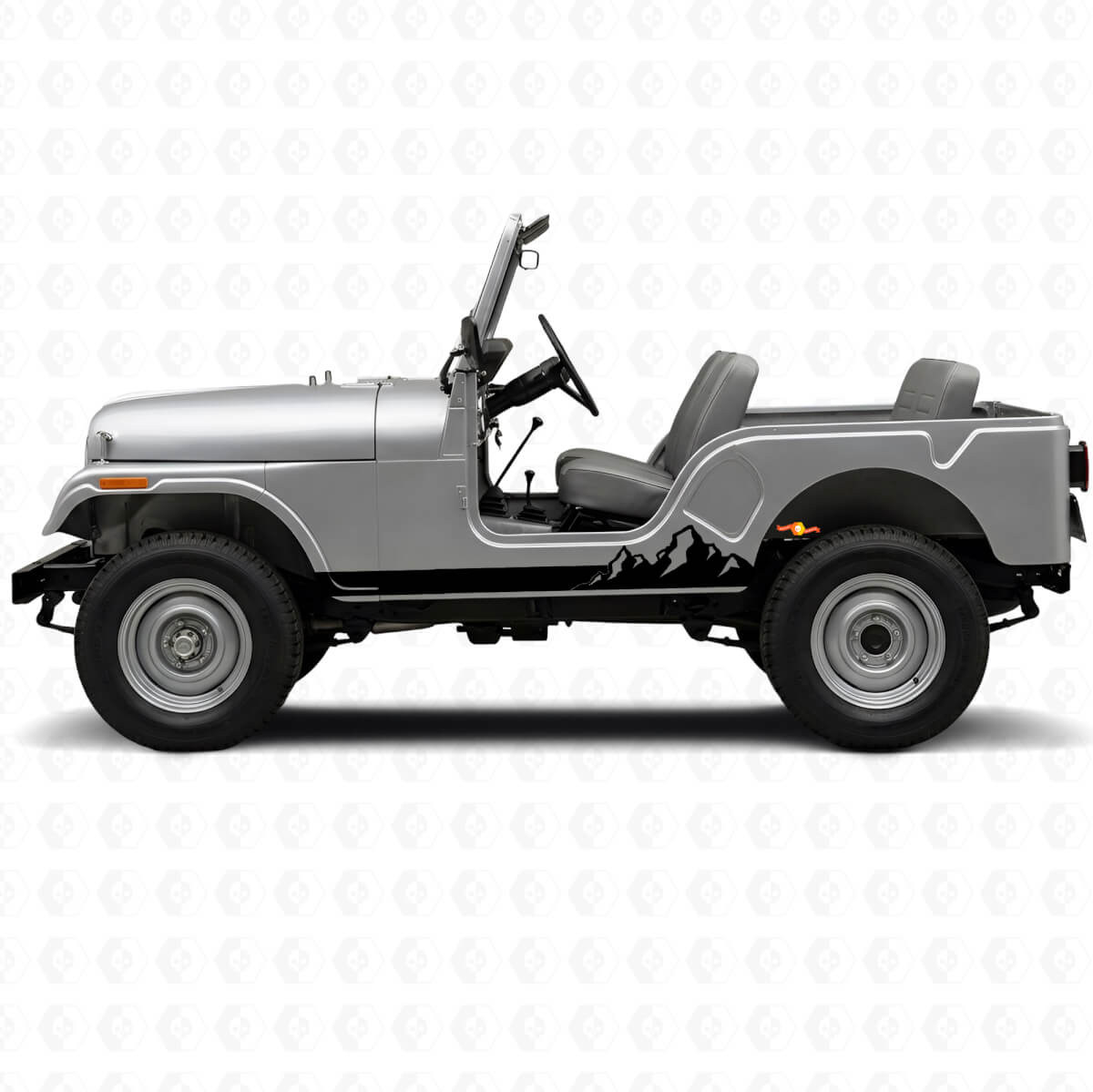 Mountains Thin Stripes Side Vinyl Decal for Jeep CJ-5 1955-1983