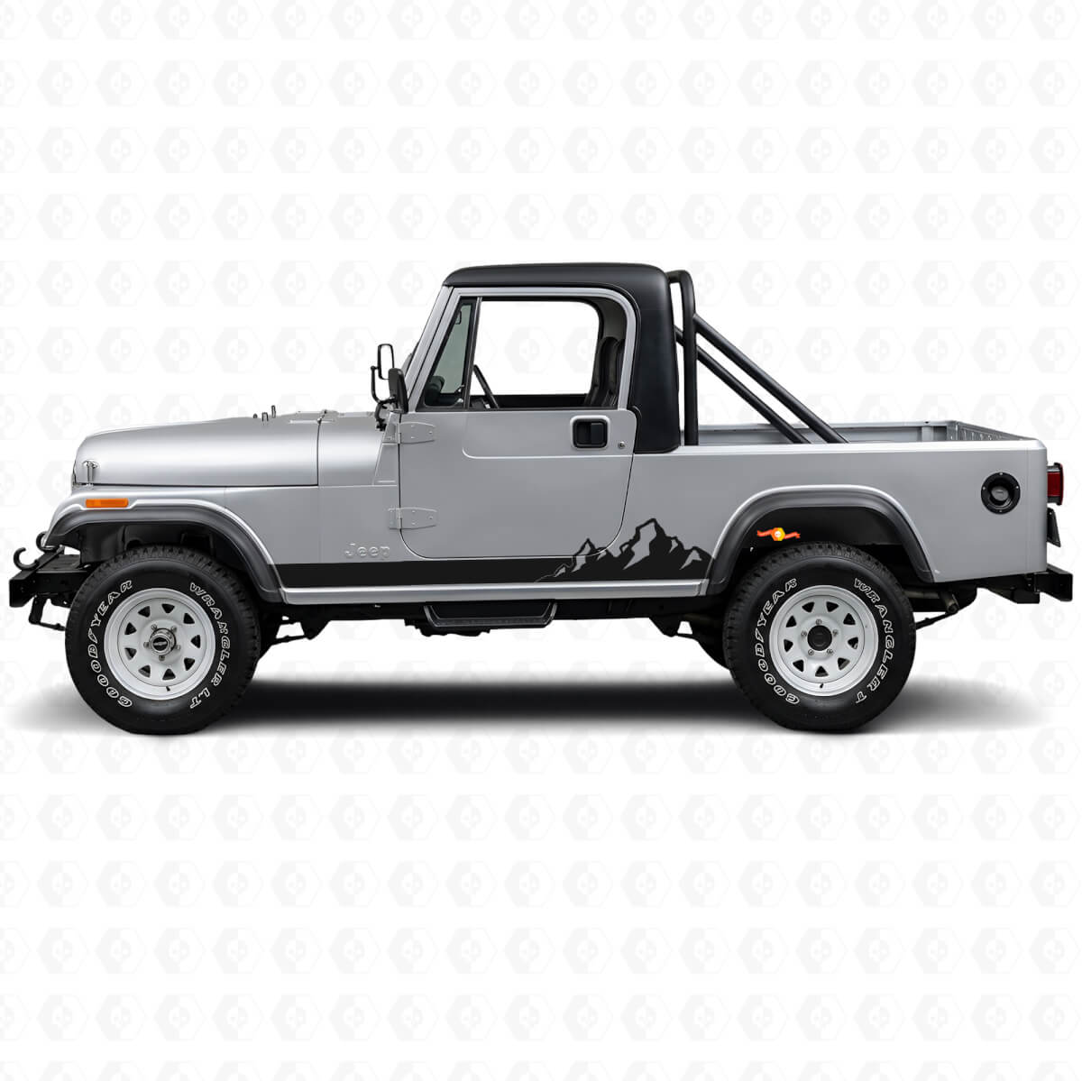 Mountains Thin Stripes Side Vinyl Decal for Jeep CJ-8 Scrambler 1981-1986