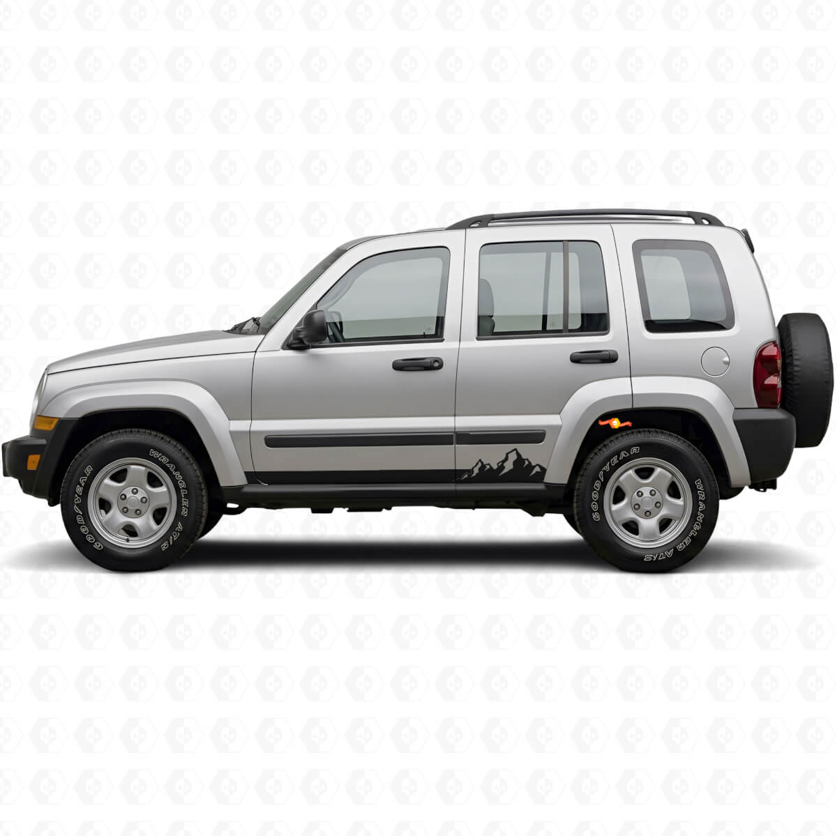 Mountains Thin Stripes Side Vinyl Decal for Jeep Liberty 2002-2012
