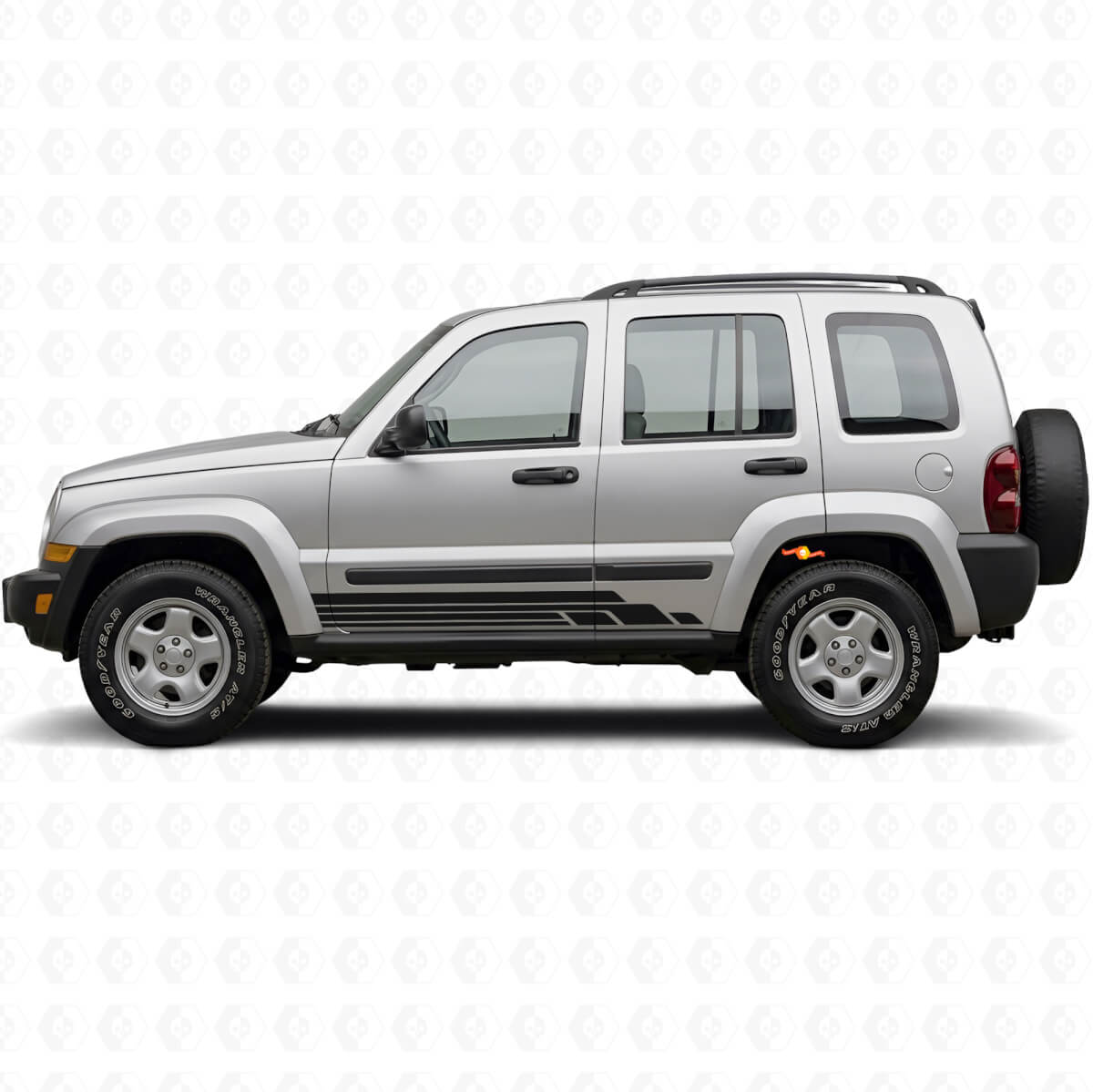 Curved Stripes Side Vinyl Decal Kit for Jeep Liberty 2002-2012