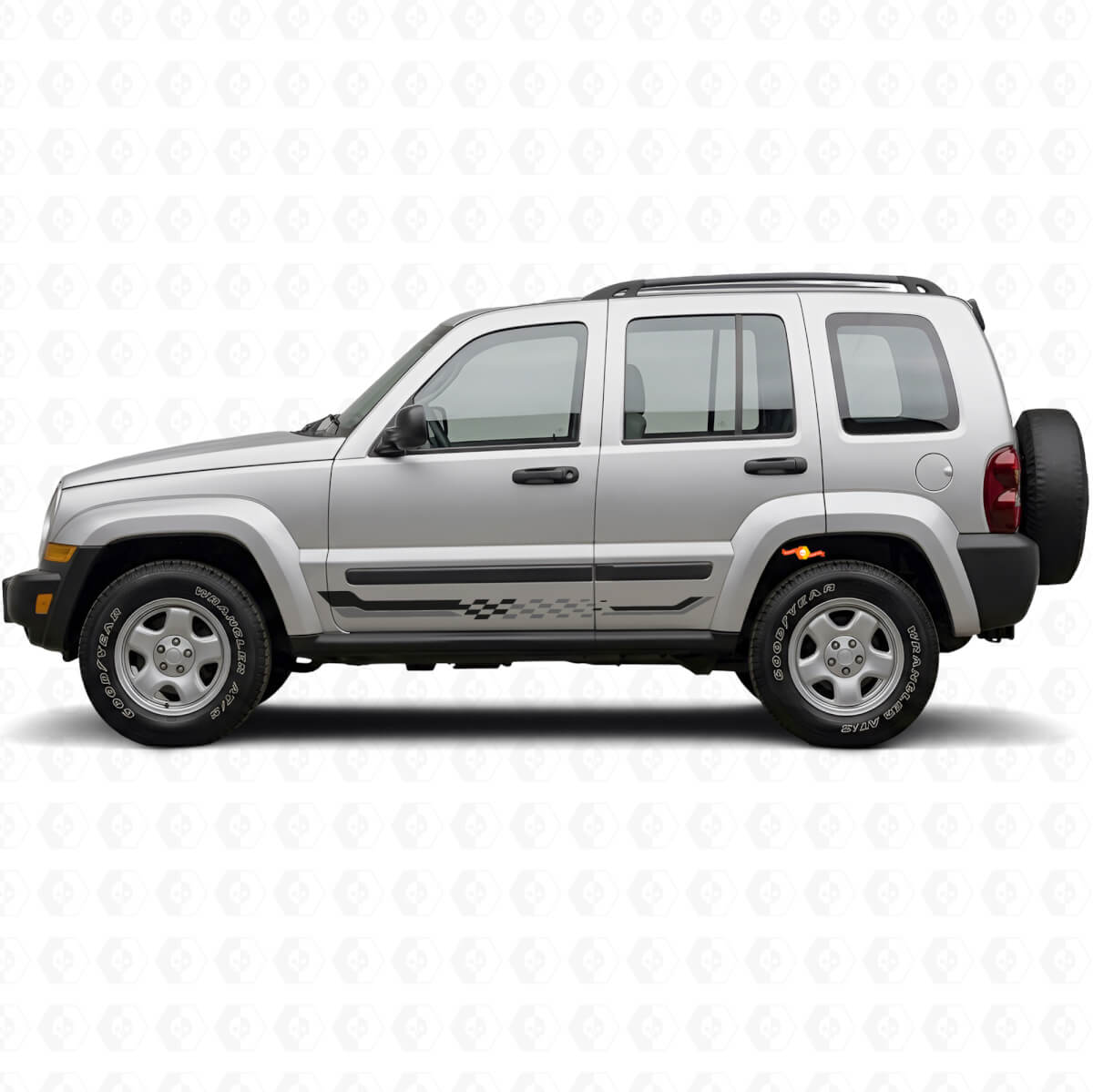 Checkered Flag Side Stripes Vinyl Decal for Jeep Liberty 2002-2012