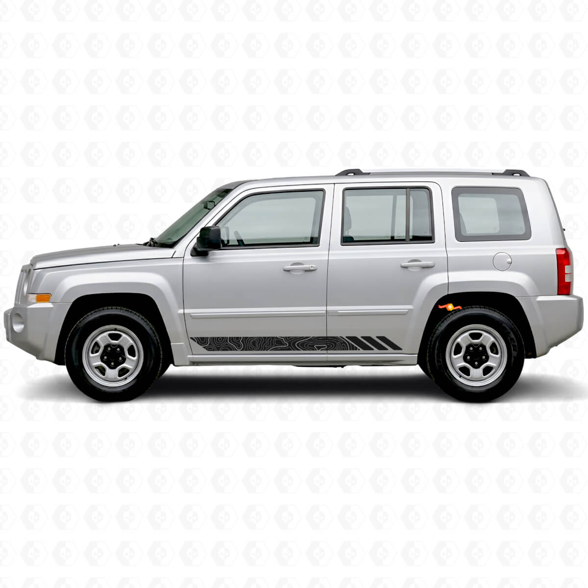 Topographic Style Stripes Side Vinyl Decal for Jeep Patriot 2007-2017