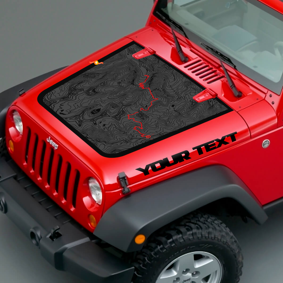 Topographic Map Style Bonnet Vinyl Decal for Jeep Wrangler TJ LJ JK Unlimited