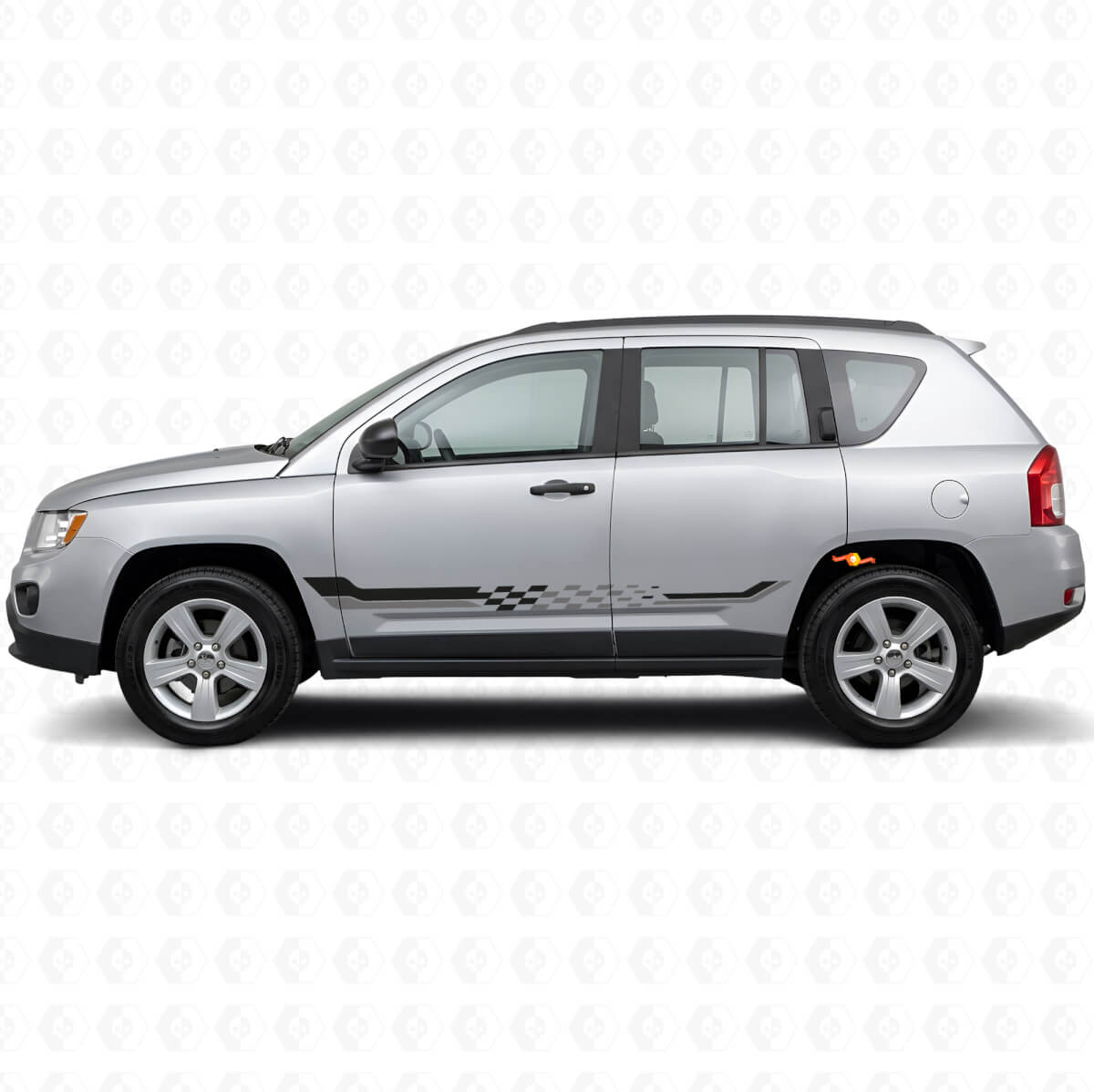 Checkered Flag Side Stripes Vinyl Decal for Jeep Compass 2007-2016