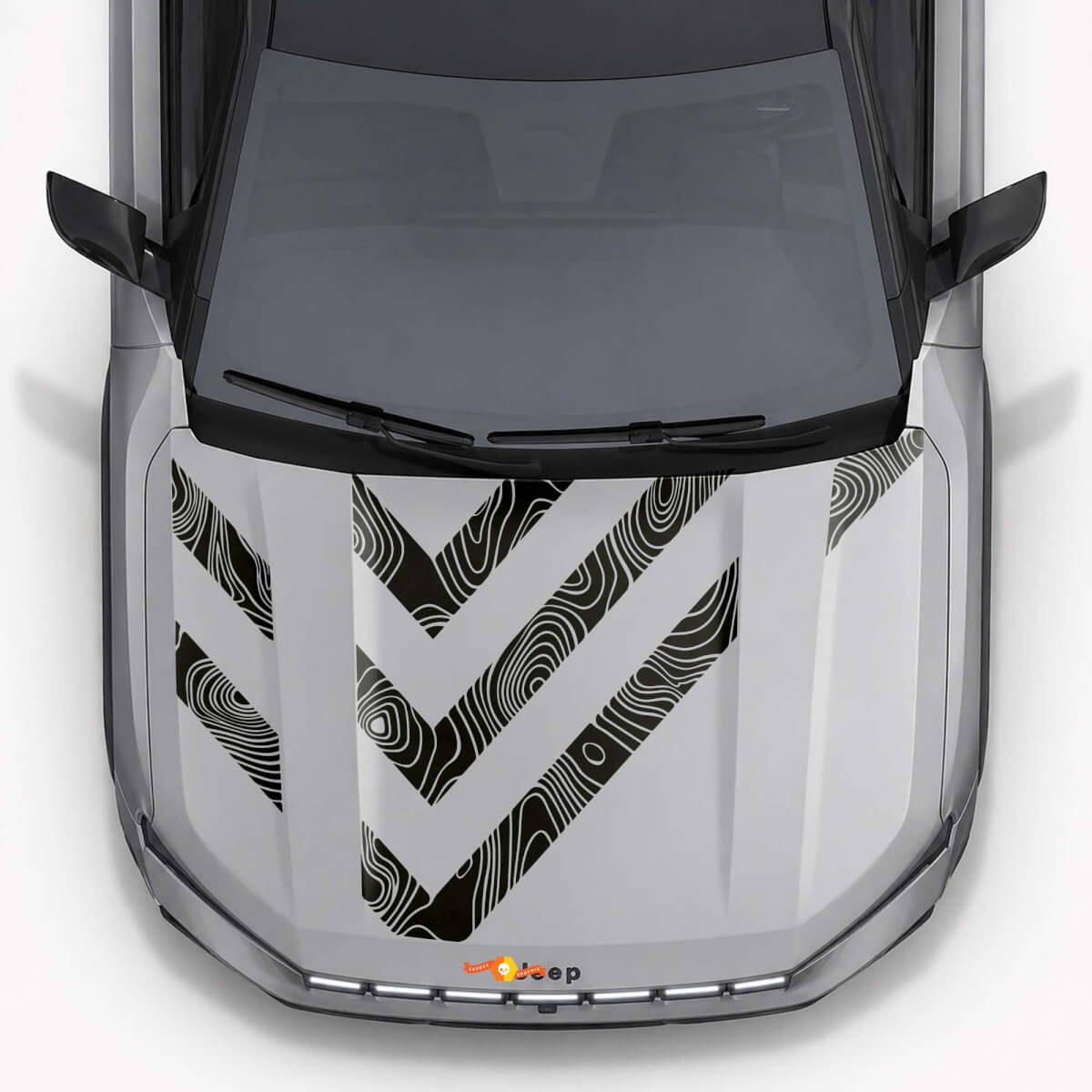 Topographic Style Hood Stripes Vinyl Decal for Jeep Compass 2026