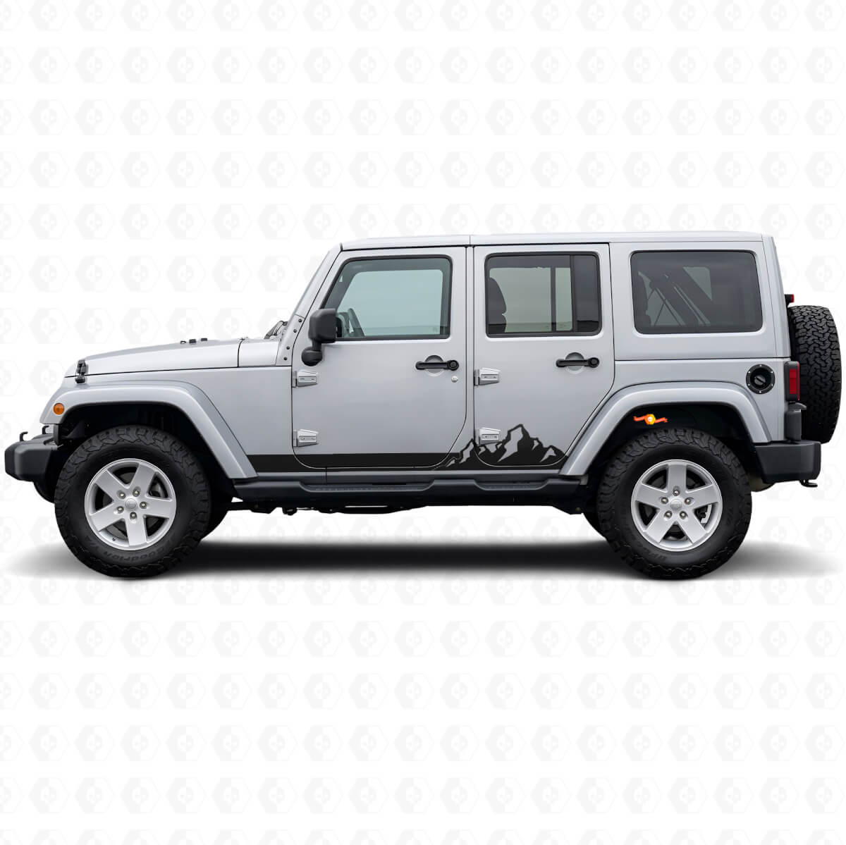 Mountains Thin Stripes Side Vinyl Decal for Jeep Wrangler JK 2007-2018