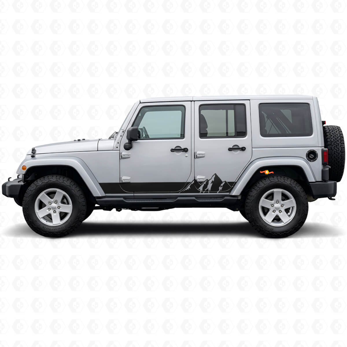 Mountains Wide Stripes Side Vinyl Decal for Jeep Wrangler JK 2007-2018