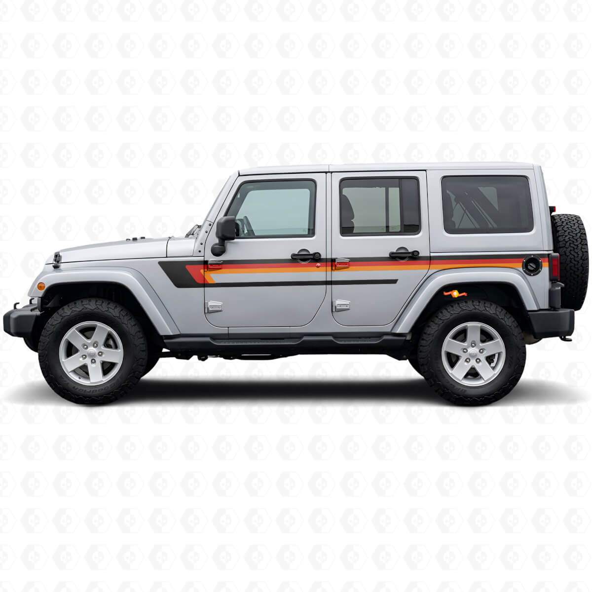 Triple Stripes Door Side Vinyl Decal for Jeep Wrangler JK 2007-2018