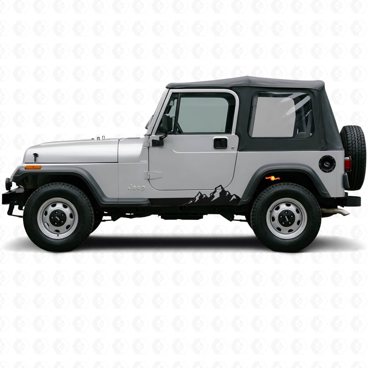 Mountains Thin Stripes Side Vinyl Decal for Jeep Wrangler YJ 1987-1995