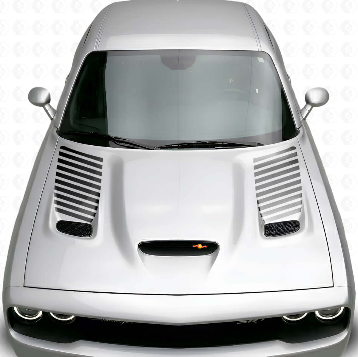 Striped Hood Vent Insert Vinyl Decal Kit for Dodge Challenger 2015+