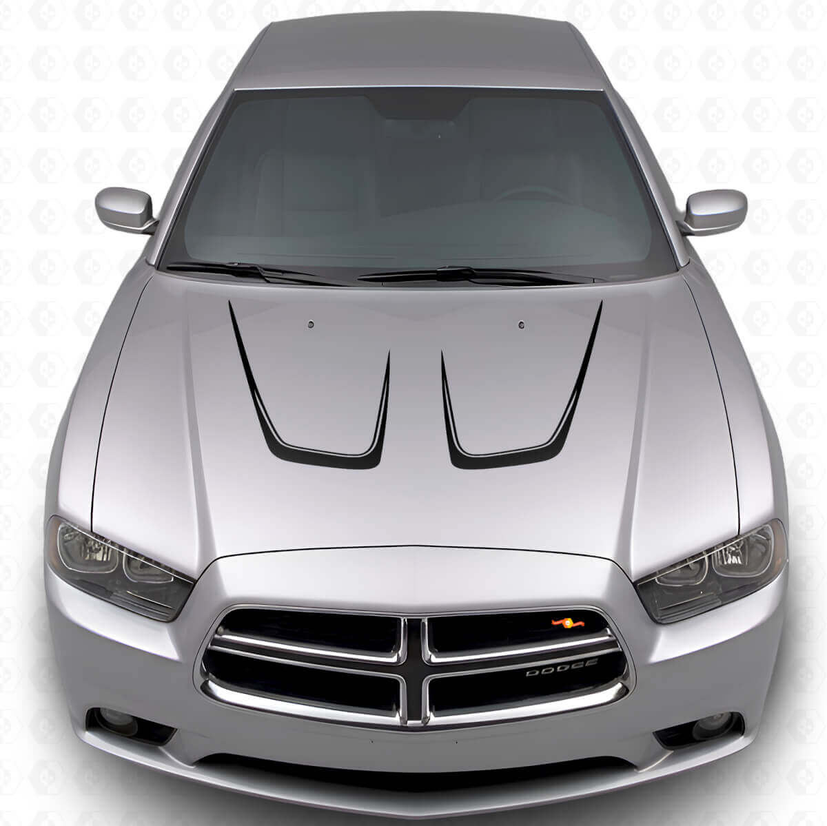 Twin Cambered Hood Stripes Vinyl Decal Kit 3 for Dodge Charger 2011-2014