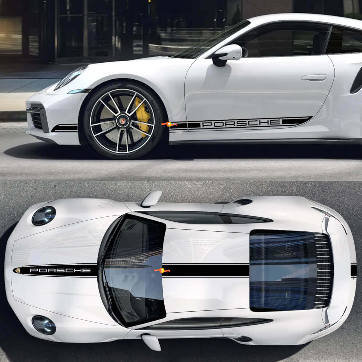 Porsche Style Stripes Full Kit Vinyl Decal For Porsche 911 Turbo S3
