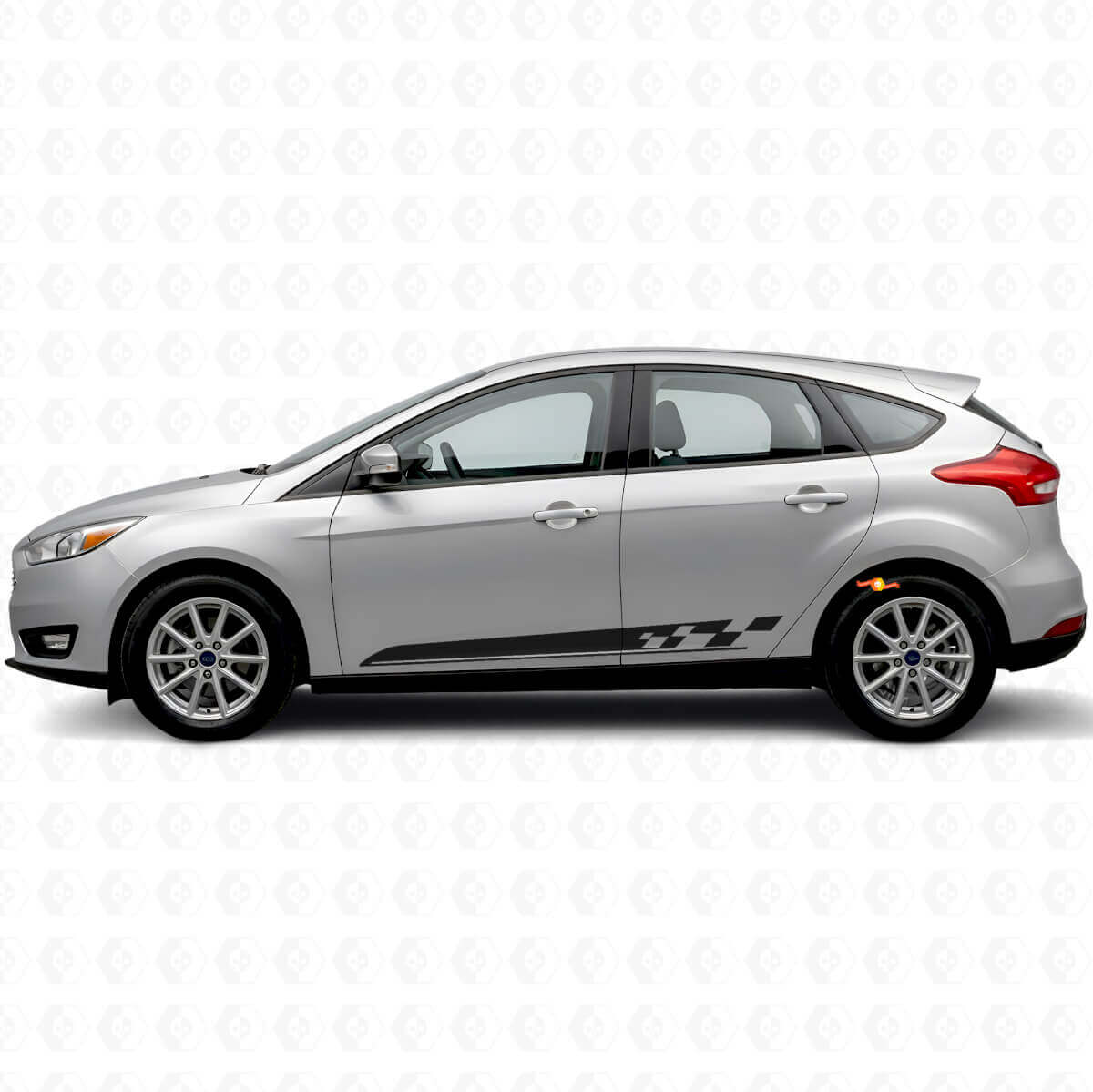 Checkered Side Stripes Vinyl Decal Kit For Musclecar Focus 2014-2018