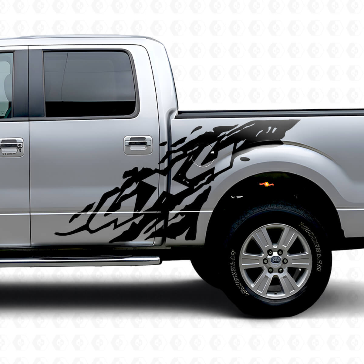 4x4 Mud Splash Side Vinyl Decal Kit For Musclecar Truck 2009-2012