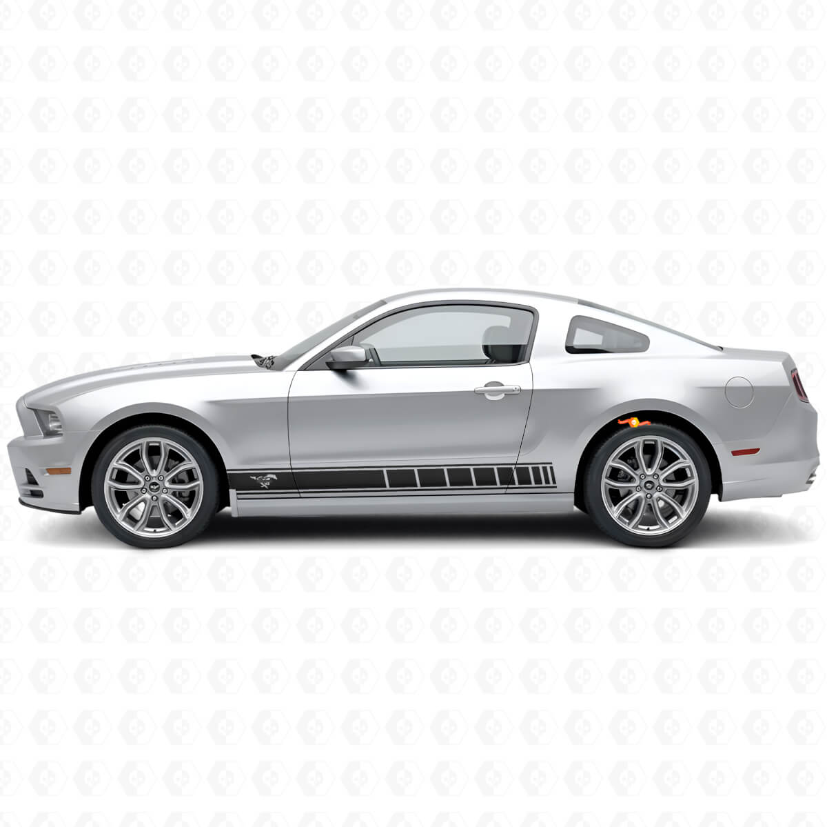 Horse Logo Rocker Panel Stripes Vinyl Decal Kit for Musclecar Musclecarmodel 2010-2014