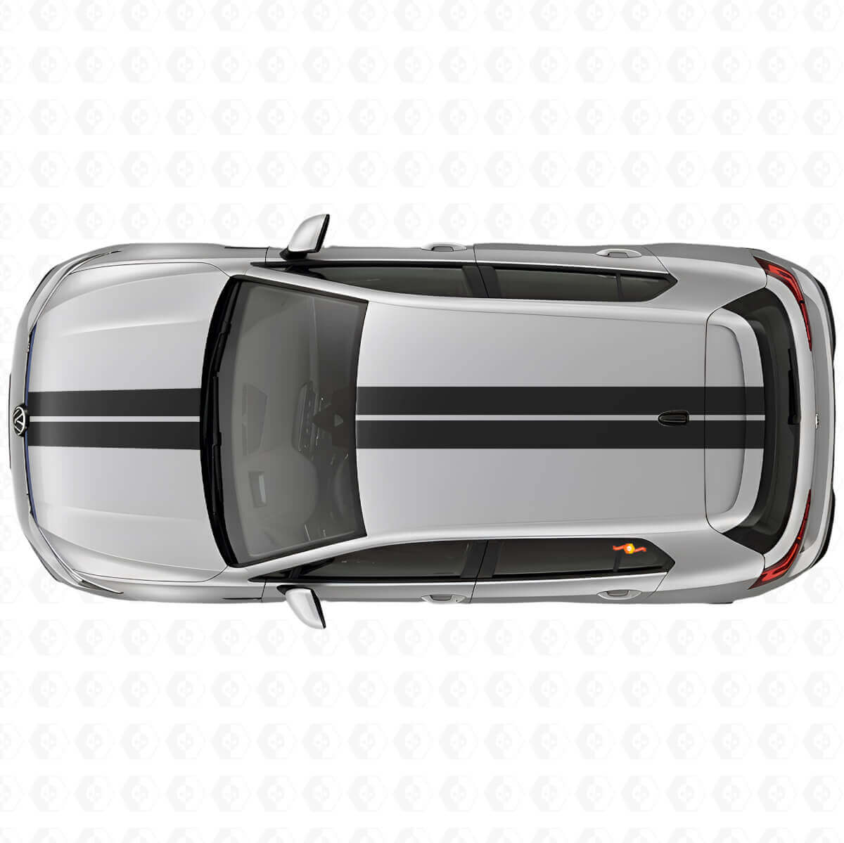 Dual Racing Hood & Roof Stripes Vinyl Decal Kit for Volkswagen Golf R MK8 2023