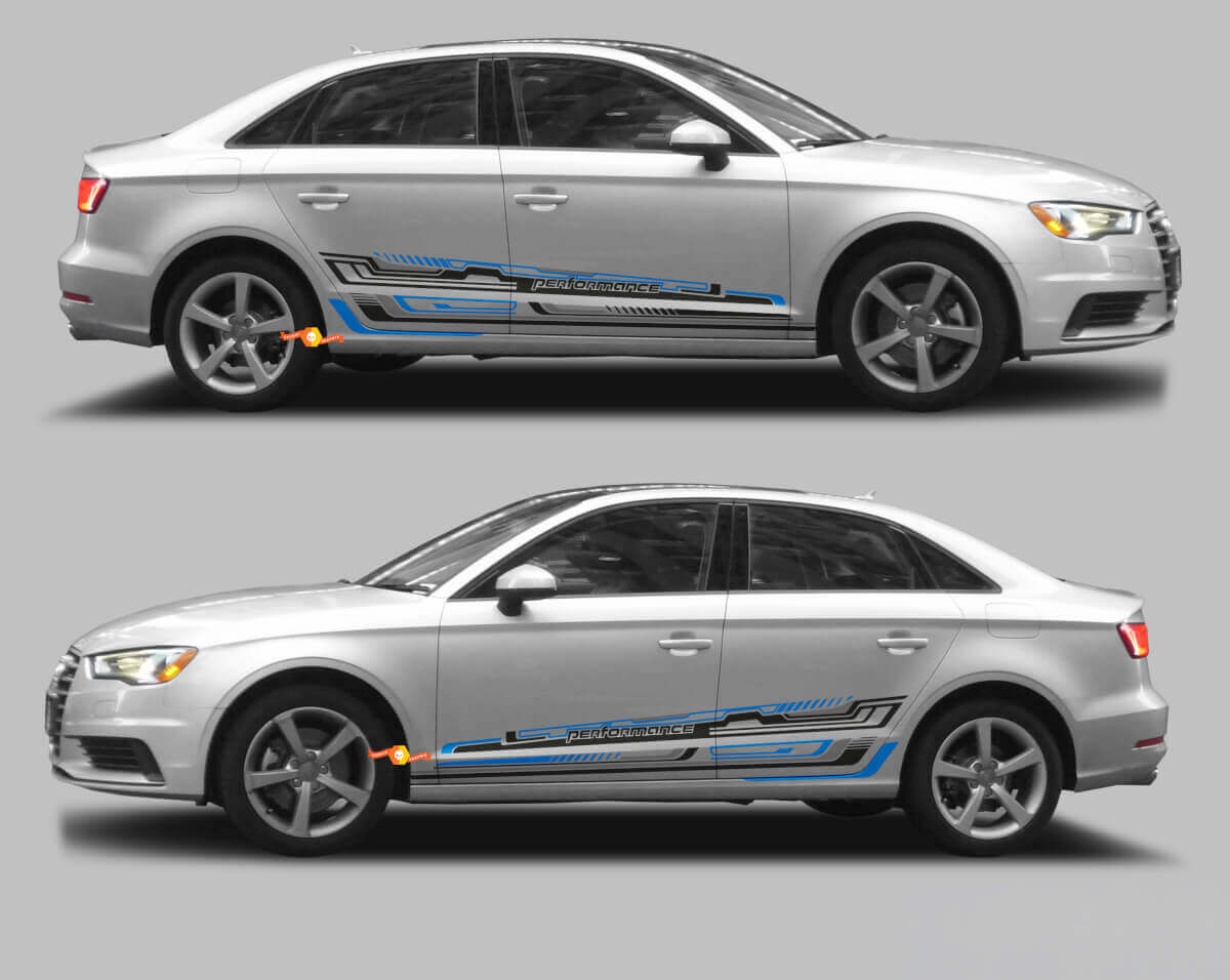 Techno Style Side Stripes Vinyl Decal Kit for Audi A3 