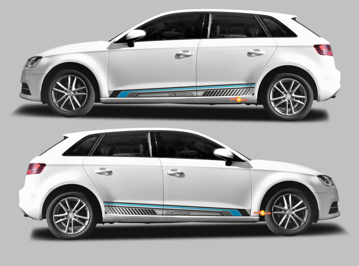 A3 Sport Techno Style Side Stripes Vinyl Decal Kit for Audi A3 Sportback