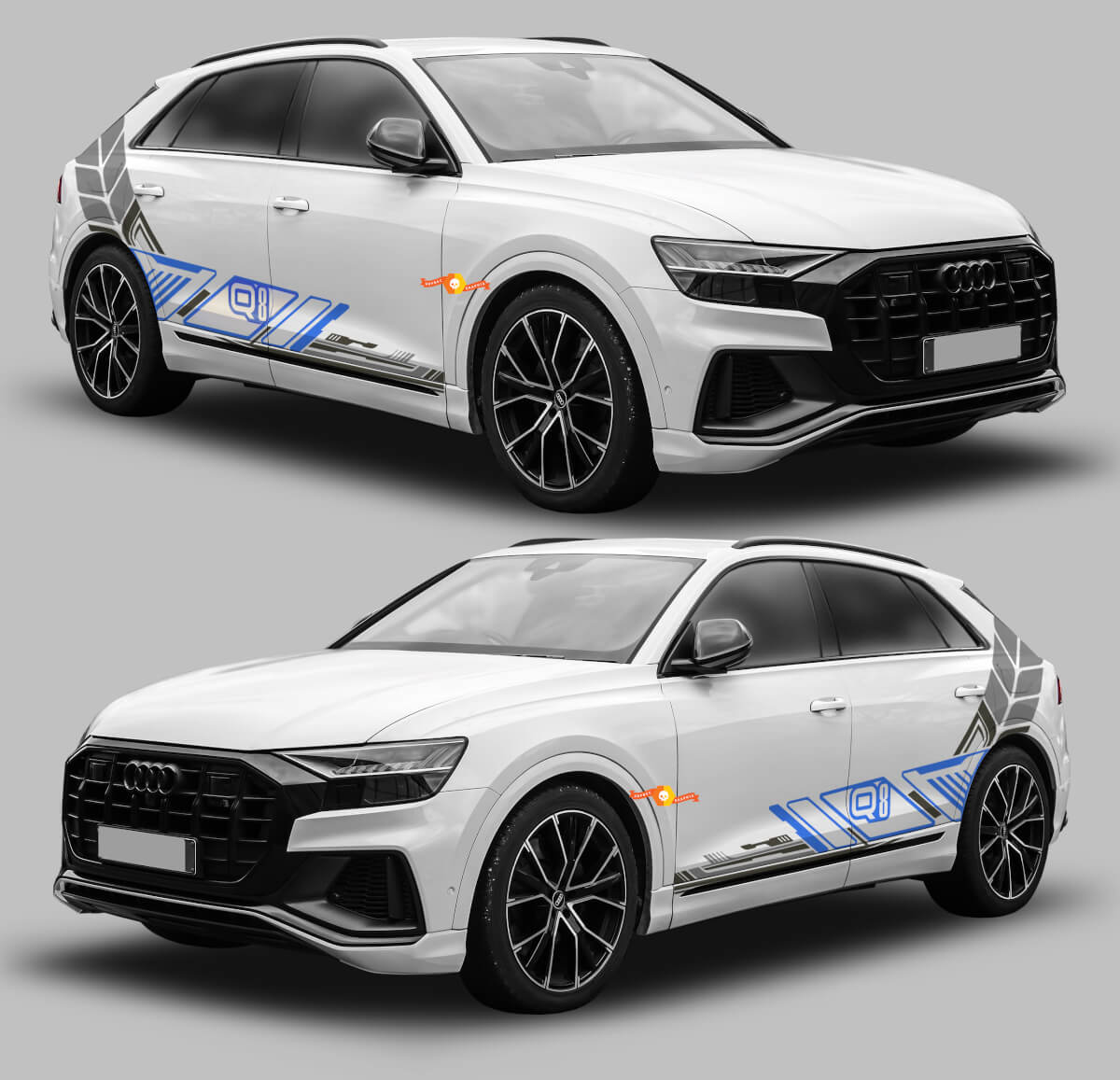 Techno Graphic Style Side Stripes Vinyl Decal Kit for Audi Q8